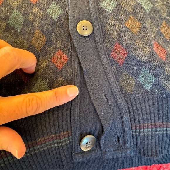 Vintage Florence Tricot Italy Argyle Cardigan Sweater / Wool / Medium - Picture 4 of 13